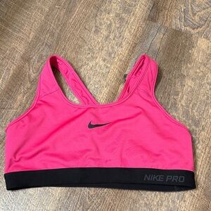 Nike Pro Women's Bright Pink and Black Sports Bra
